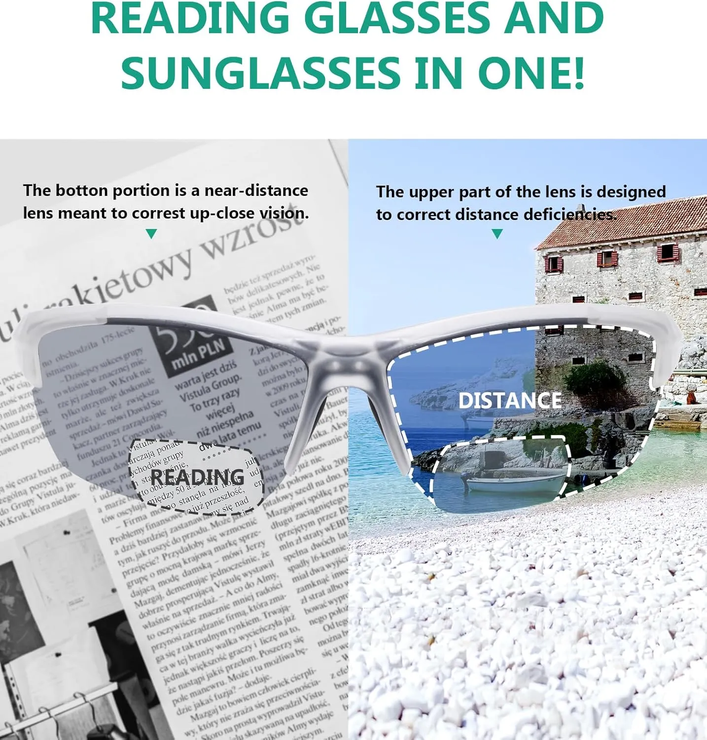 Bifocal Sports Sunglasses Baseball Running Fishing Driving Golf Softball Hiking Sunshine bond fund tray suddenly secretin Readers Eyekepper TR90 Frame 