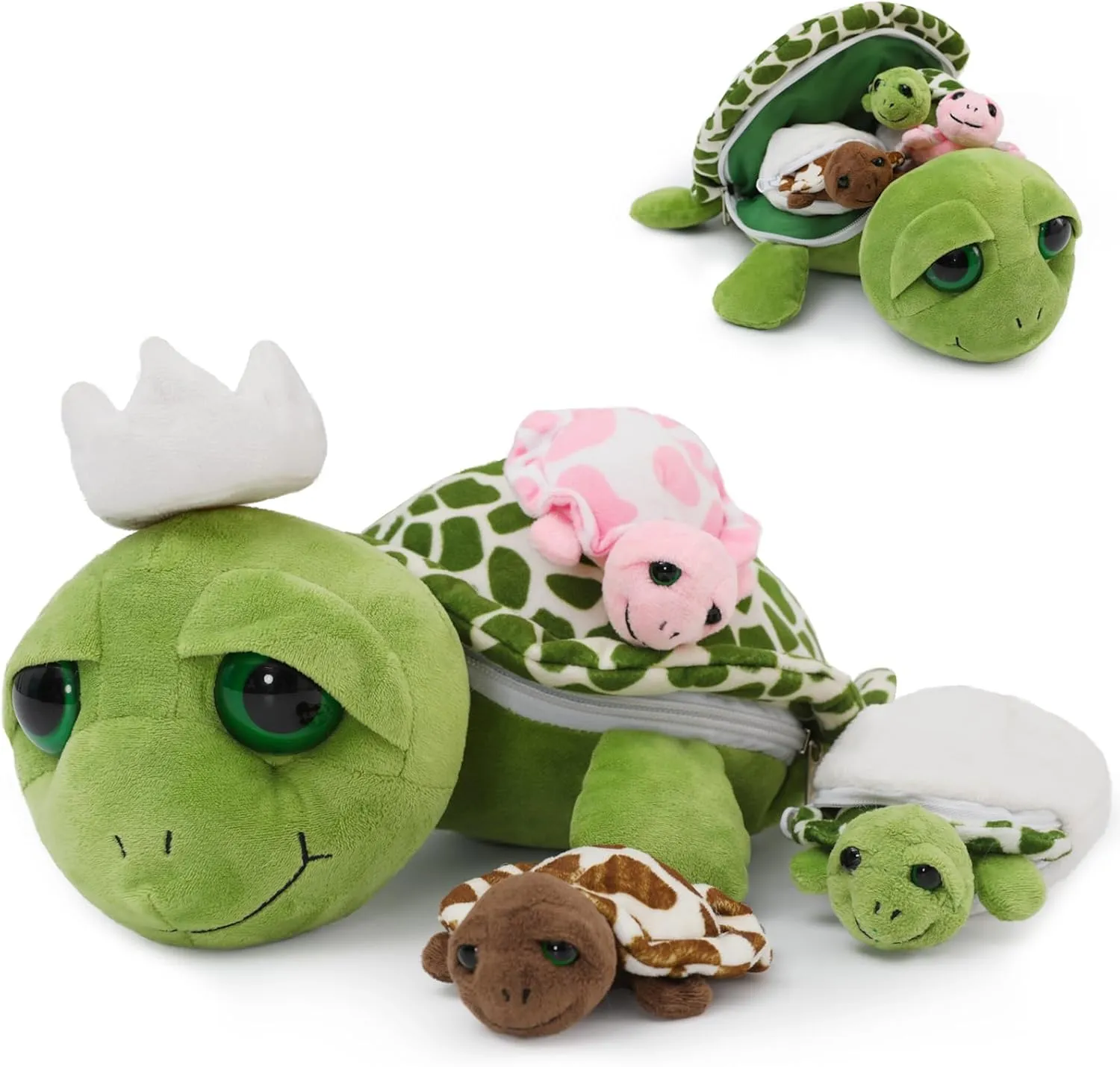 Birthday Christmas Baby Shower MaoGoLan Turtle Stuffed Animal 14in with Babies Inside joyous minor roam mainstay batch adhere -3 Baby Stuffed Turtles & 2 Turtle Eggs in Zip$ Sea Turtle Soft Plush for Kids Boys Girls$ Tortoise Gift for 