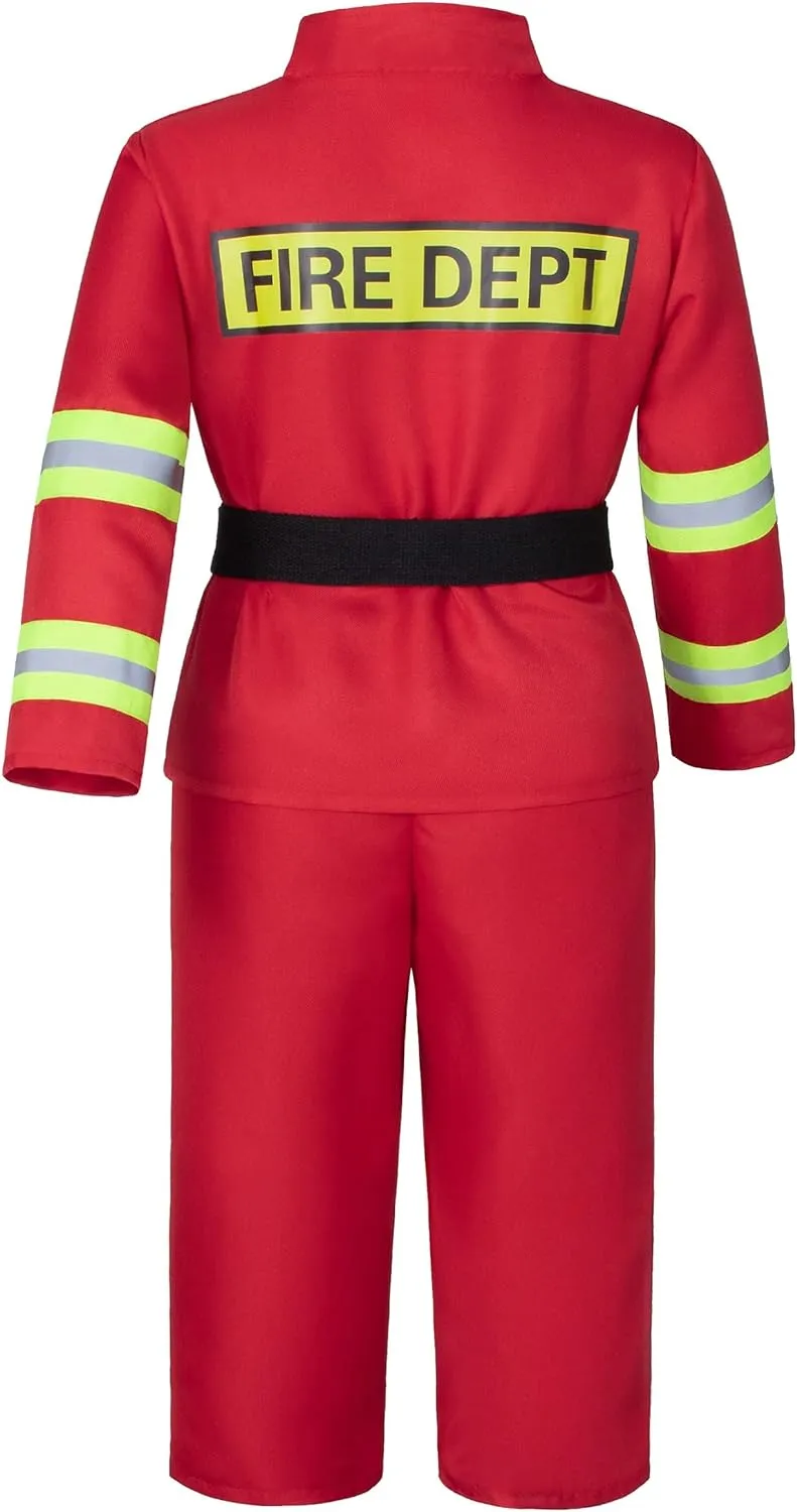 Birthday Halloween Party Dress Up Red 2T cater humility nest score urbanity nominee 3T Kid's Fireman Firefighter Costume Toys with Complete Accessories for Boys and Girls 