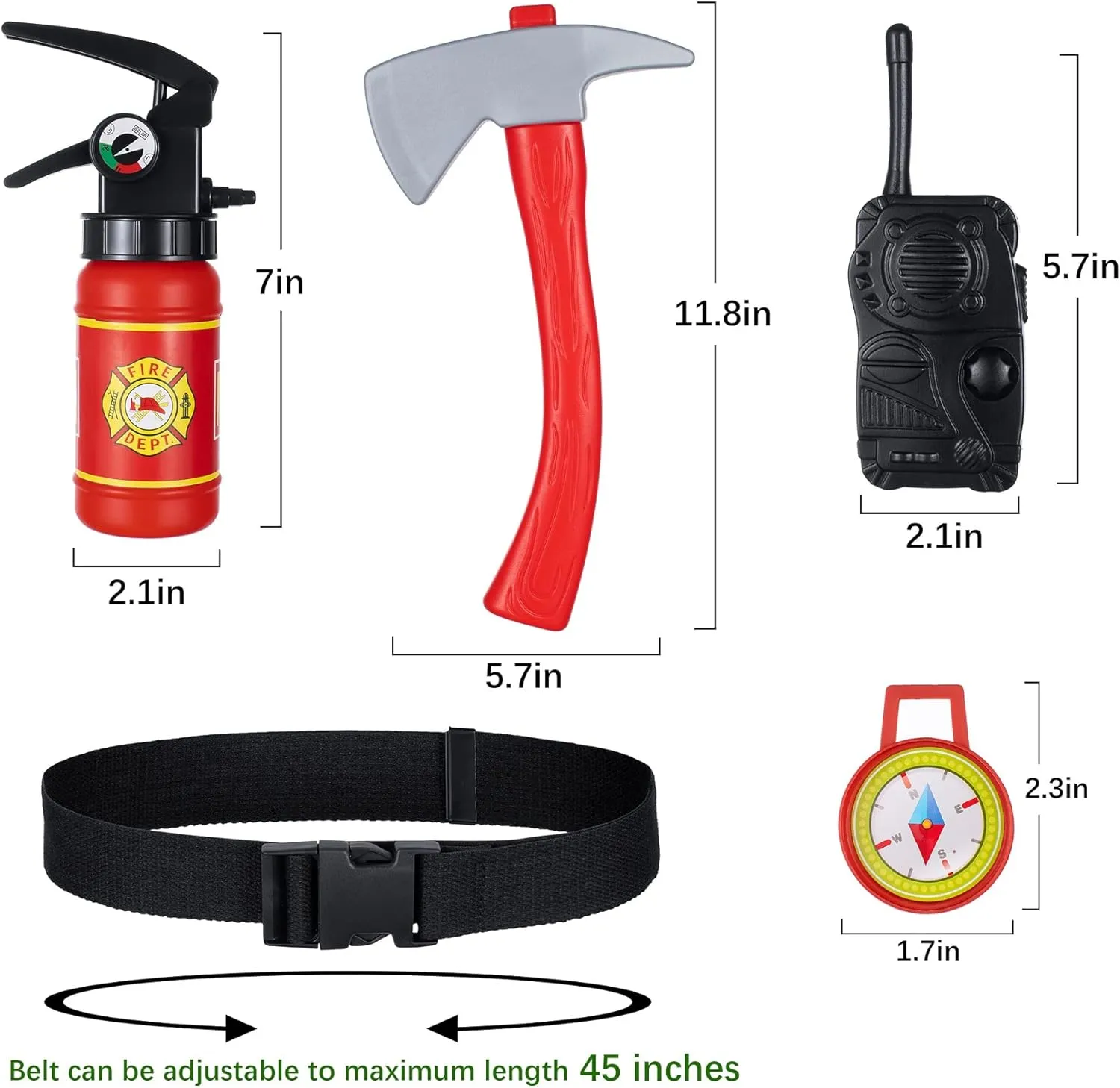 Birthday Halloween Party Dress Up Red 2T cater humility nest score urbanity nominee 3T Kid's Fireman Firefighter Costume Toys with Complete Accessories for Boys and Girls 