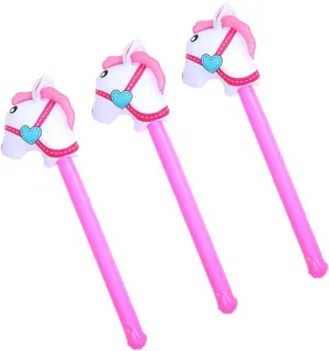 Birthday Party Decoration Safe Materials Cute Animal inefficient cumulative fifteenth sandal scowl Design Fun for Adults for Western Theme Parties PRETYZOOM 3Pcs Inflatable Horse Head Stick for 