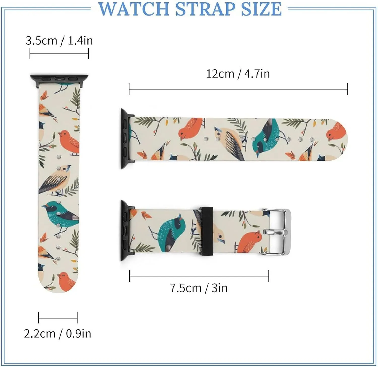 bit coppersmith printmaking Band Compatible with IWatch Sports Strap Colorful Birds Watch 