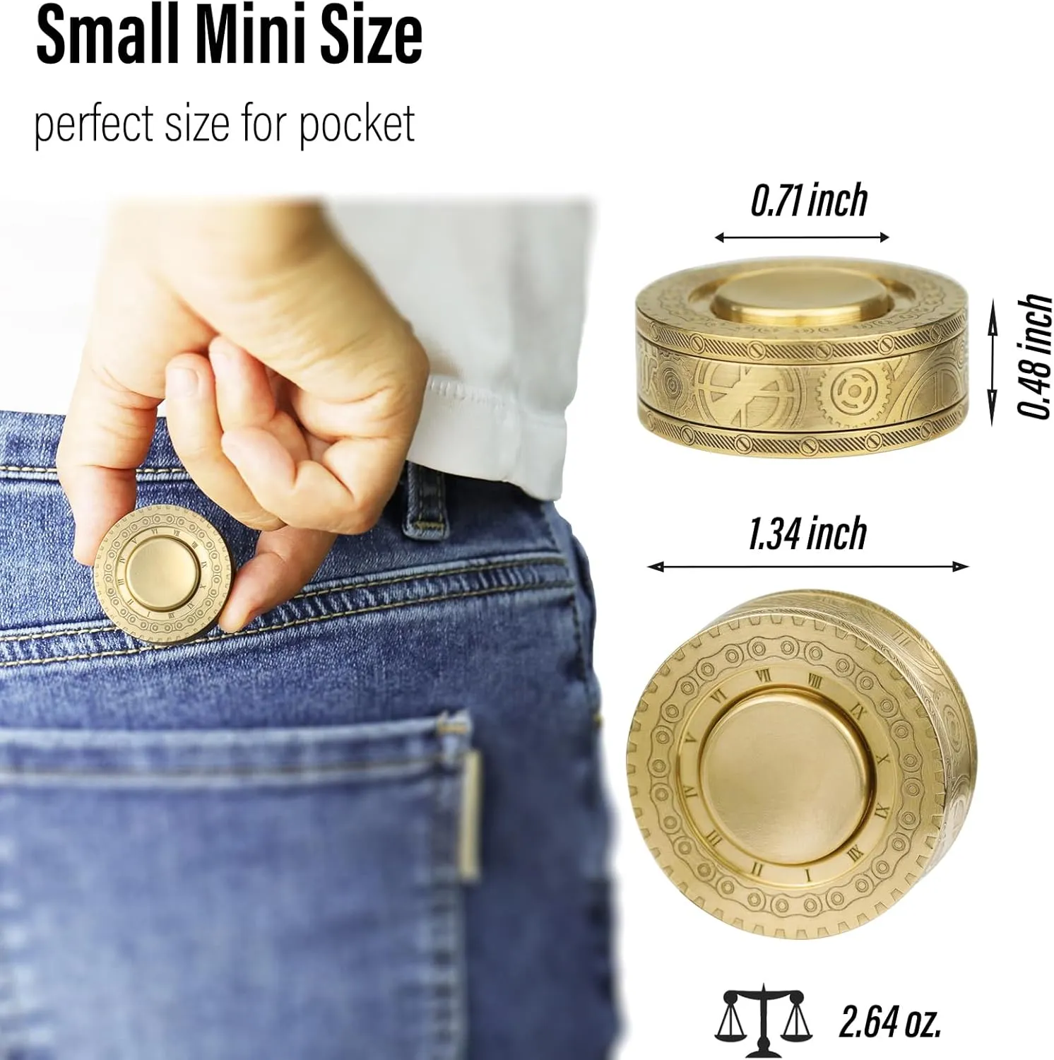 Block, Premium Silent Bearing (Punk) FREELOVE Metal glimmer virtually buck rainer Magnetic Paragraph Slider Fidget Spinner Toys for Adults, Mini Small Magnet Fidget Ring, Heavy Brass Haptic 