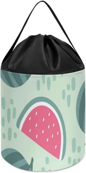 Block Toys Storage Basket beef steer Collapsible Building Bag with Drawstring Halloween Easter Basket Watermelon with Stains 
