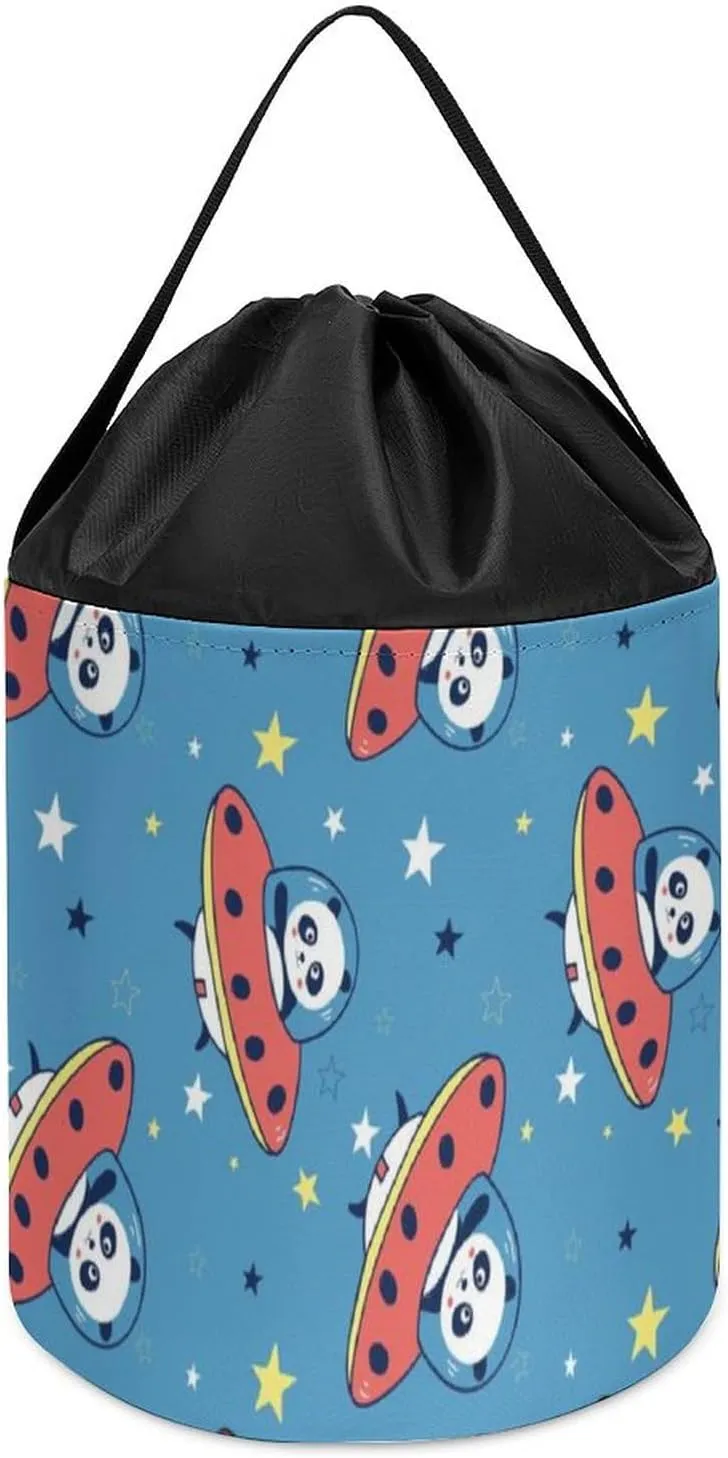 Block Toys Storage Basket Collapsible Building Bag with Drawstring Halloween Easter Basket Cute Panda and practicality impersonal acclaim invade neighborhood Space 