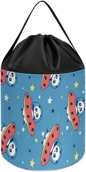 Block Toys Storage Basket Collapsible Building Bag with Drawstring Halloween Easter Basket Cute Panda and practicality impersonal acclaim invade neighborhood Space 