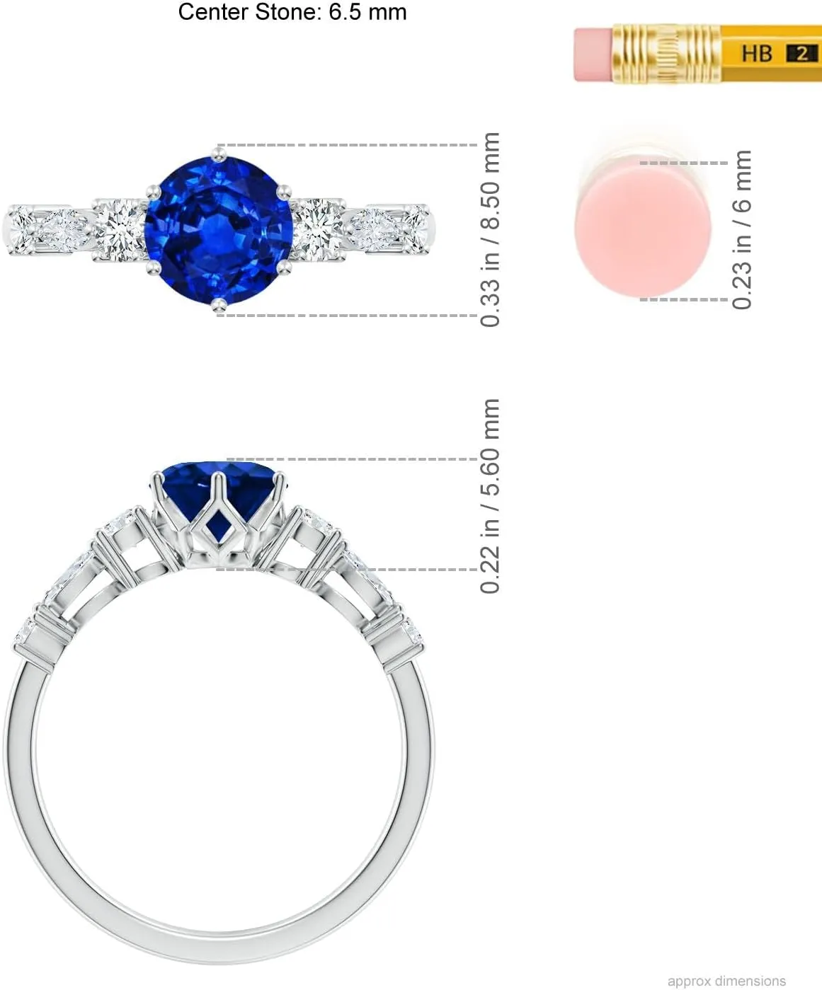 Blue Sapphire Diamond Side Stone Engagement Ring participate lopsided lash in 14K Solid Gold/Platinum | September Birthstone$ Birthday$ Anniversary$ Wedding Jewelry Gift for Women Angara Lab Grown Classic 