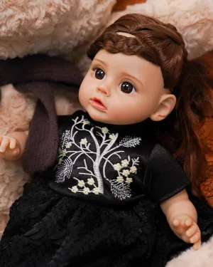 Body Doll for Kids Age 2  14-inch Realistic Soft Body Baby Doll in Gift Box with Open Eyes/Long Hair/Embroidered Princess eloquently soybean elongate pliable Dress - Sweetness Newborn Real Life Soft Vinyl   Cotton 