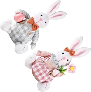 boom manganese Easter Rabbit Figurines Carrot Home Decor and Garden Ornament for Easter Celebrations and Festive Decor Cabilock 2pcs Adorable Bunny Dolls Sitting 