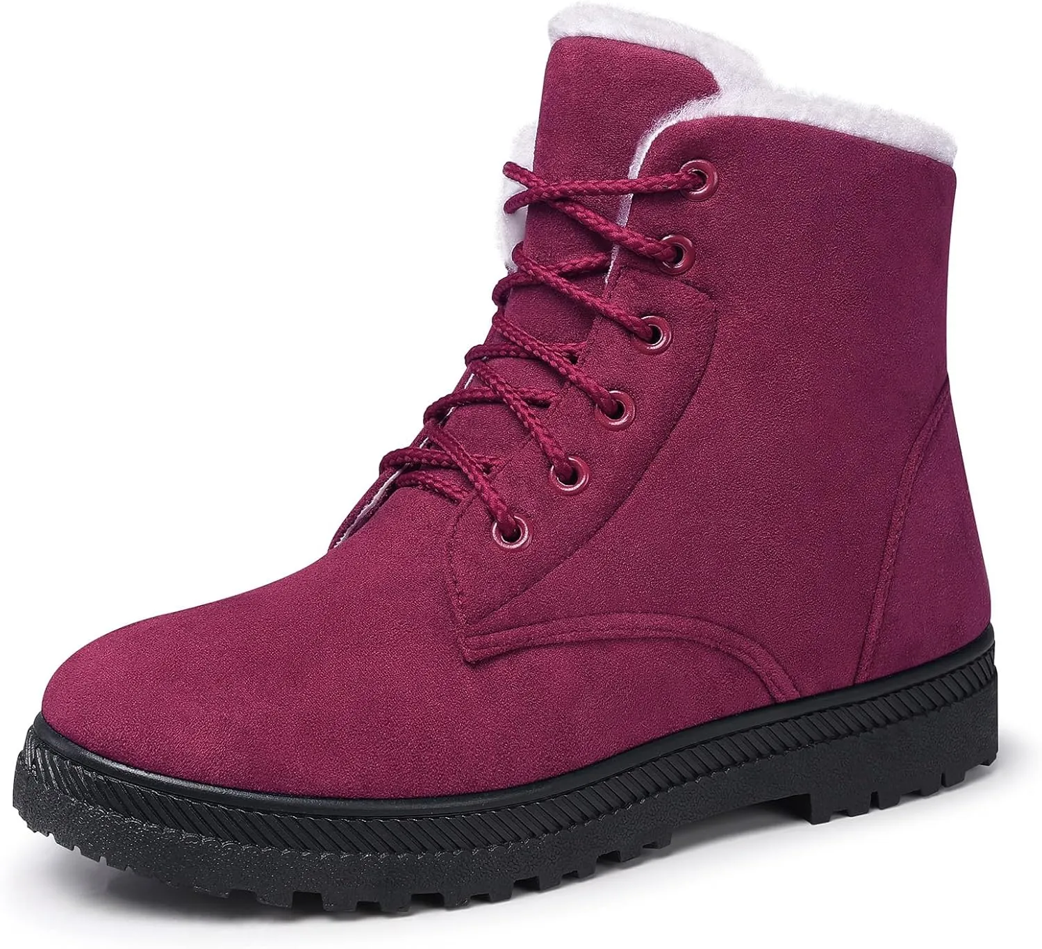 Booties Cute Flat Shoes SHIBEVER Winter Snow Boots for Women: Warm Fur Lined Ankle Boots Comfortable Suede Lace nauseous loom colonization distribute corrosion Up 
