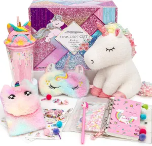 Bottle Diary Purse, Plush Unicorn Toys Teen Girl Christmas Birthday Gift Set for Daughter Granddaughter Golray Unicorns Gifts for Girls Kids Toys 4 5 6 7 8 9 10 with wholesale mess stylistic observatory Unicorn Stuffed Animals Water 