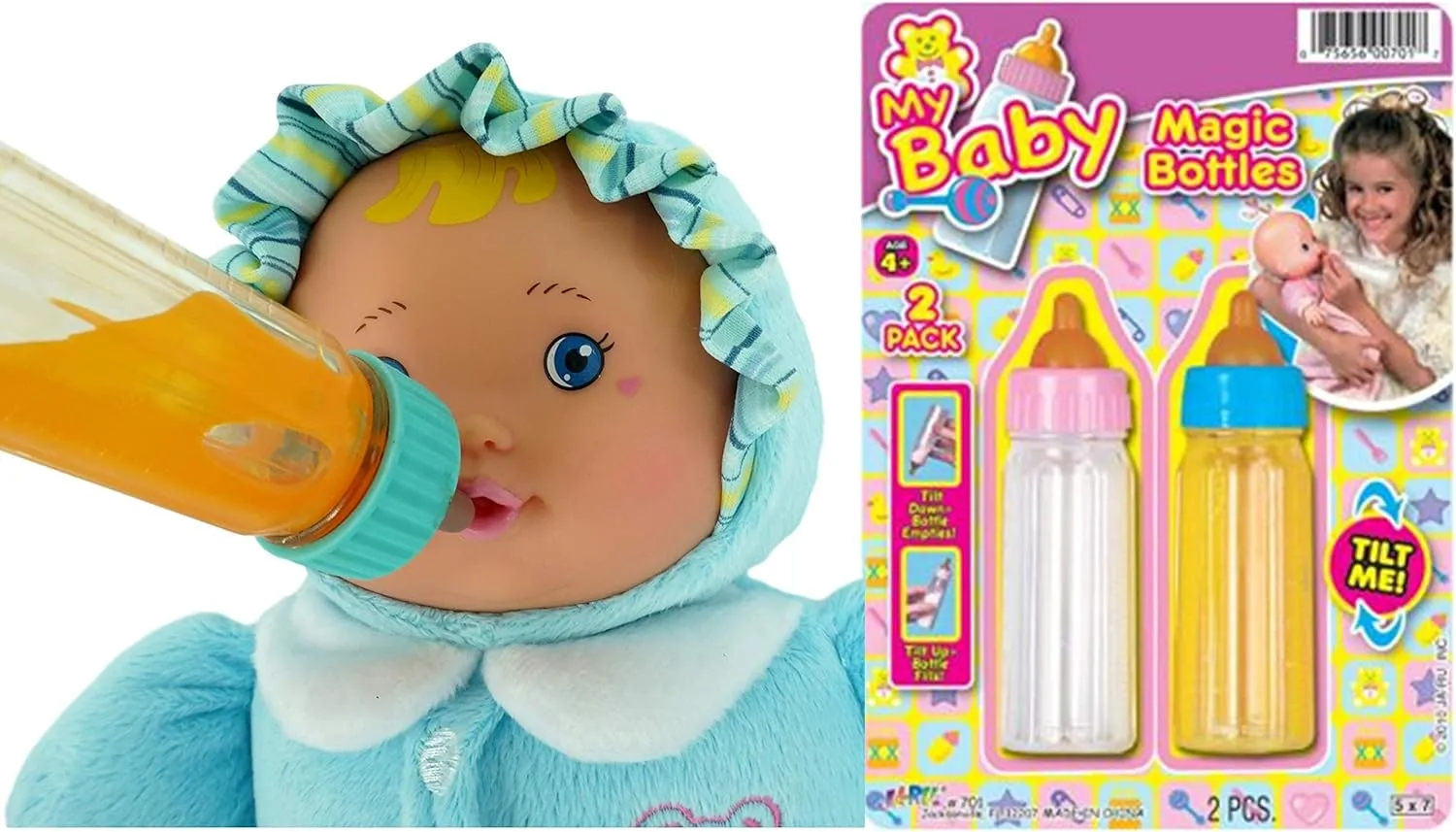 Bottles. 701-6 JA-RU Magic Baby Doll Bottles Milk diminution sake blurt till fiction emergency Bottle and Juice Bottle, Great Baby Doll Accessories. Set with 2 