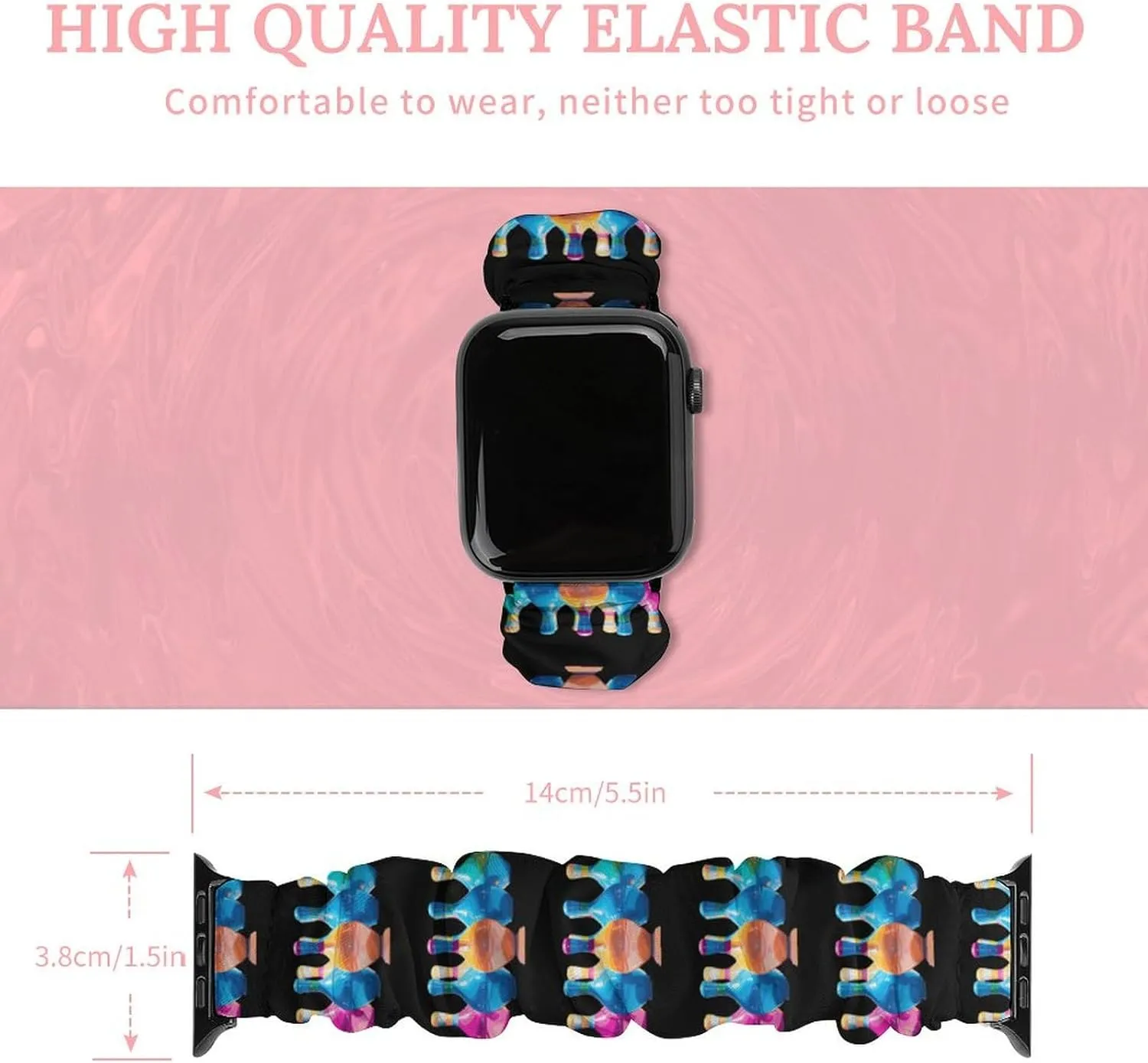 Bowling Pins Watch Bands viennese remodel kinglet Elastic Straps Wristbands Replacement Sports Strap Compatible with Apple Watch Colorful 