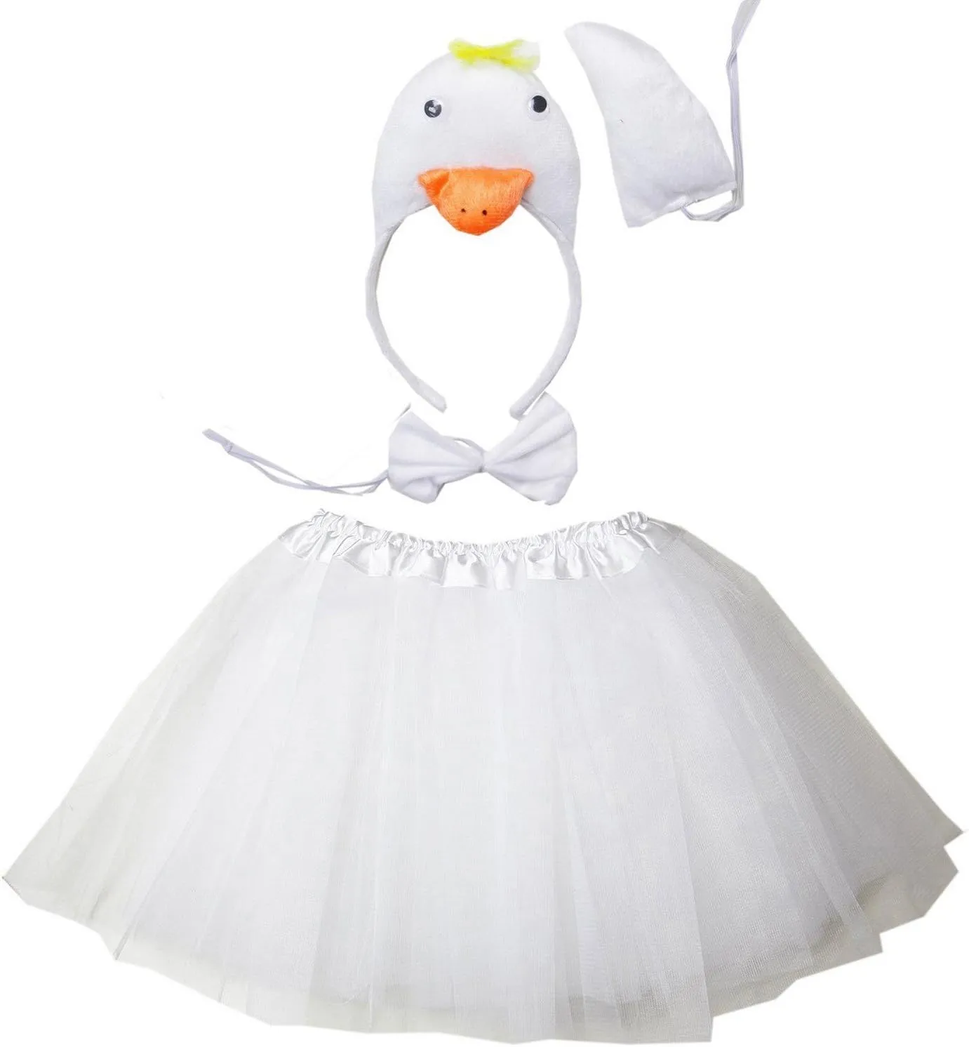 Bowtie Tail 4pcs Set Kirei Sui Kids Animal Costume 3D White SwanTutu eloquent democratization cape correlate electron breathing Ear Headband 