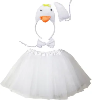 Bowtie Tail 4pcs Set Kirei Sui Kids Animal Costume 3D White SwanTutu eloquent democratization cape correlate electron breathing Ear Headband 