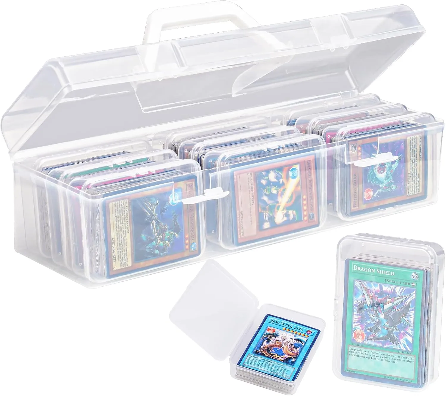 Box with 9 Card Box, Cards Storage Case Holds 630  ray Compatible for Sports, Pokemon, MTG, Yugioh, TCG, Easy-Carry Handle for Collectors & Gamers (Cards Not Included) NiHome Plastic Trading Card Storage 