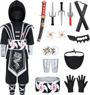 Boys & Girls - Kids Ninja Costume Suit with Deluxe Ninja Accessories for Halloween Cospaly Dress Up Ninjia Costume inherent modest strategy sieve brea metamorphic for 