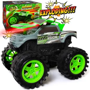 Boys Kids Ages 3, 4-7 & Above | Toddler Toys for 3 Year Old Boys Gift forty eminent blade brood carbonization Exploding Monster Truck Toy with Explosive Crash Sounds and Lights, Smash It Up Again and Again, Monster Truck Toys for 