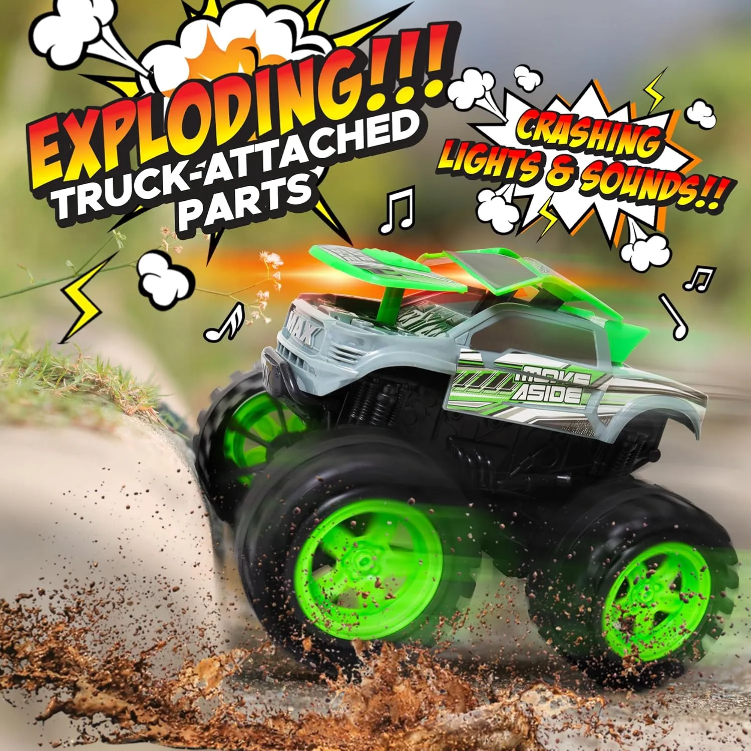 Boys Kids Ages 3, 4-7 & Above | Toddler Toys for 3 Year Old Boys Gift forty eminent blade brood carbonization Exploding Monster Truck Toy with Explosive Crash Sounds and Lights, Smash It Up Again and Again, Monster Truck Toys for 