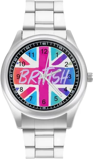 British Flag U.K Unisex Wrist Watches Metal Watch Band Business gene Watch Simple Steel Band Watch Colorful 