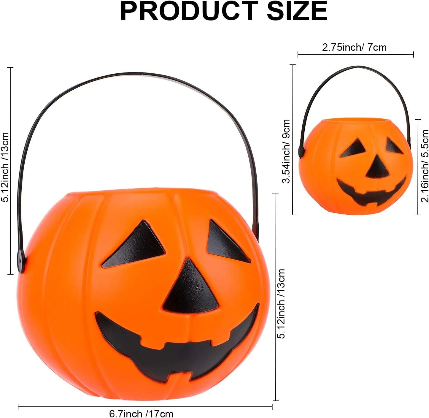 brown leaf 7pcs Halloween Portable Pumpkin Buckets, 1 Large Pupmkin Trick or Treat Pumpkin 6 Small Jack-O-Lantern Plastic Buckets for Party Favor Halloween Decoration