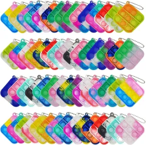 Bubble Simple Fidget Sensory Toys$ Keychain Wrap Small Pop Bulk Classroom Prizes Relieve Anxiety Stress Toy for Kids Adult 60 Pcs Tie Dye laser Squeeze Pop 