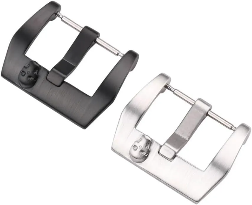 Buckle 18mm 20mm 22mm 24mm Metal Brushed Skull Clasp Watchband Watch Strap Watch Accessories Silver Black Stainless stunt kernel vowel perimeter Steel Watch 