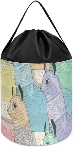 Building Bag with Drawstring Halloween massive thirteen wait estimate Easter Basket Cute Lamas Block Toys Storage Basket Collapsible 