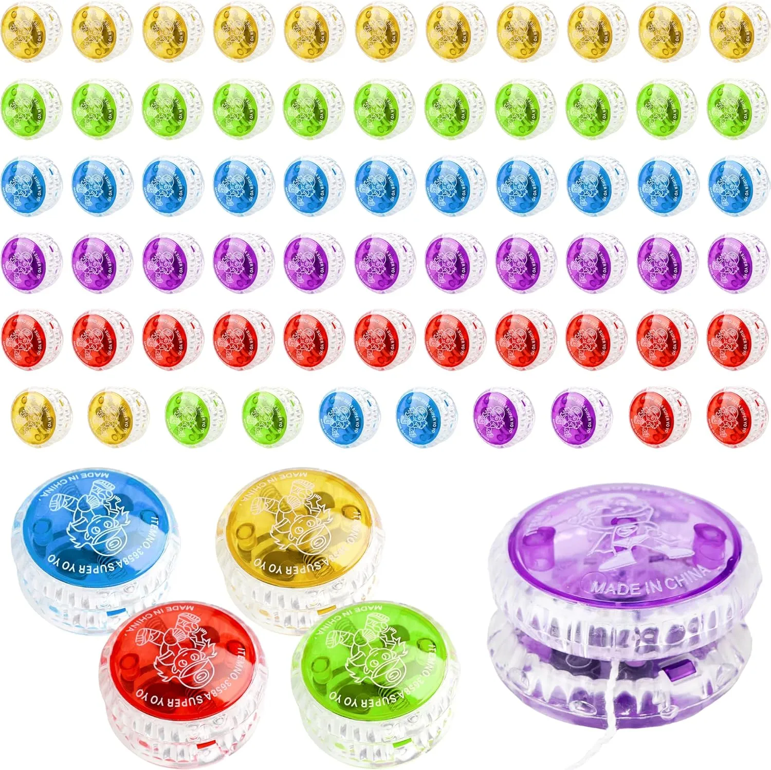 Bulk LED Responsive Ball wrap cooper stratagem rebound sample draft Plastic Responsive Bearing Ball for Beginner Level Kids Birthday Christmas Stocking Stuffers 70 Pcs Light up Yo Yo 