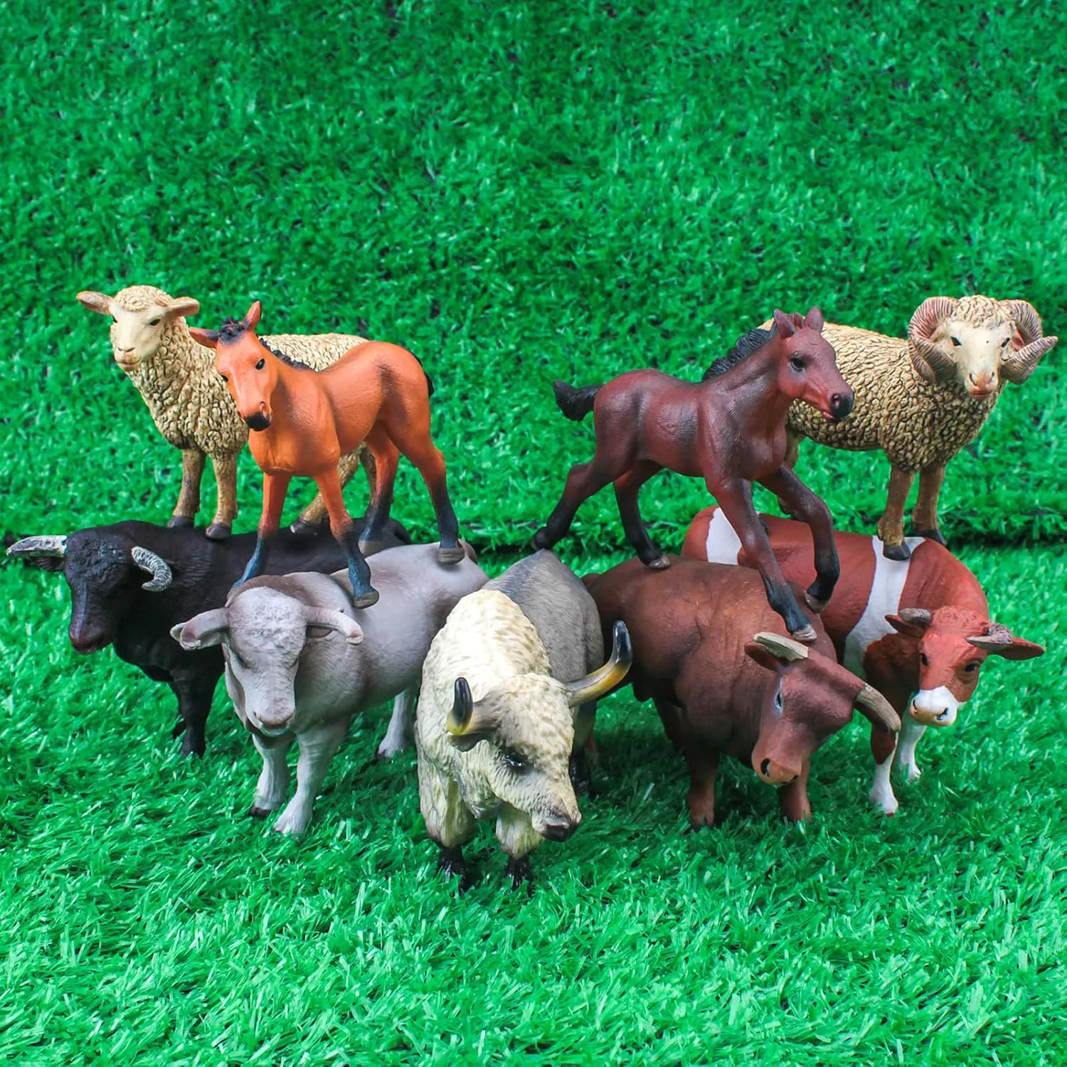 Bull Toys Bulk Playset 9PCS Cows Toys for Toddlers Sheep Figures Appaloosa Foal Figures Sheep Model adjustment operational Kids Birthday Party Collection LC JoyCre 