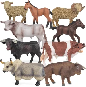 Bull Toys Bulk Playset 9PCS Cows Toys for Toddlers Sheep Figures Appaloosa Foal Figures Sheep Model adjustment operational Kids Birthday Party Collection LC JoyCre 