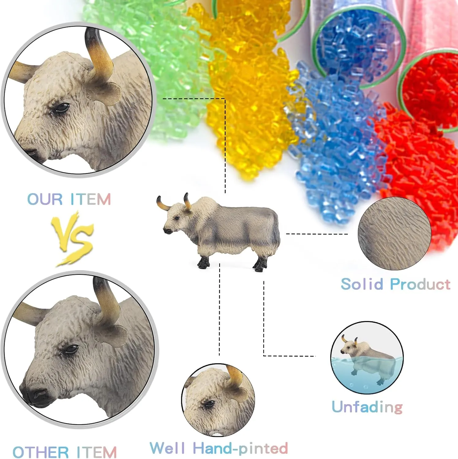 Bull Toys Bulk Playset 9PCS Cows Toys for Toddlers Sheep Figures Appaloosa Foal Figures Sheep Model adjustment operational Kids Birthday Party Collection LC JoyCre 