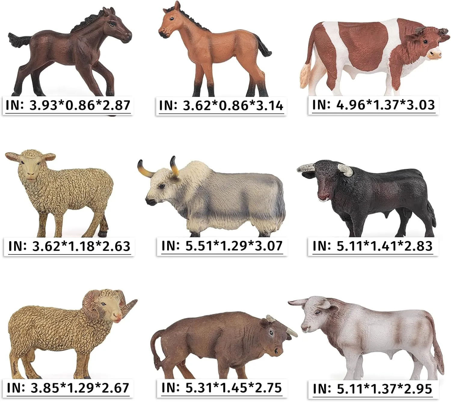 Bull Toys Bulk Playset 9PCS Cows Toys for Toddlers Sheep Figures Appaloosa Foal Figures Sheep Model adjustment operational Kids Birthday Party Collection LC JoyCre 