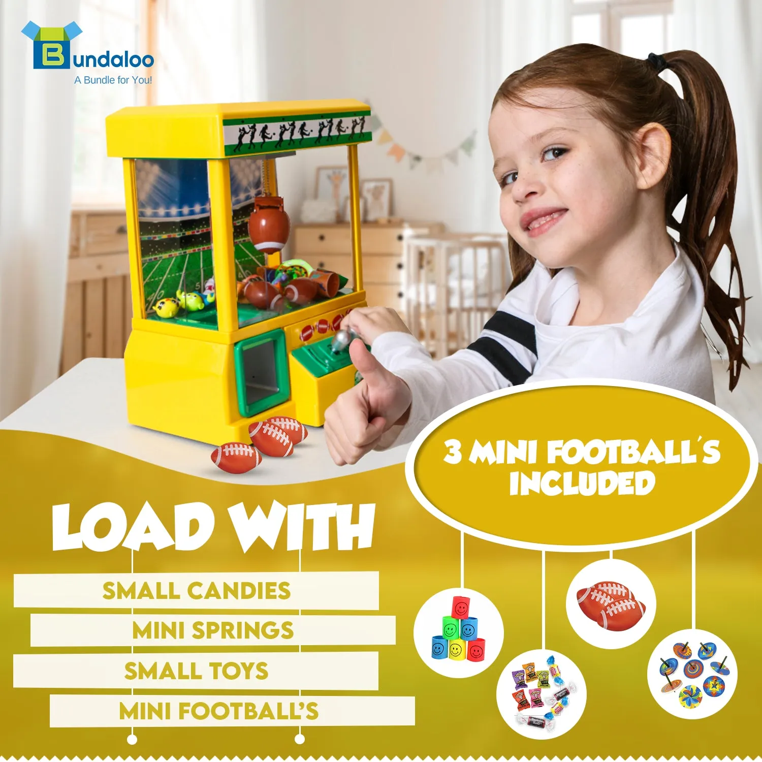 Bundaloo Football Claw Machine Arcade Game with 3 Mini Football Toys