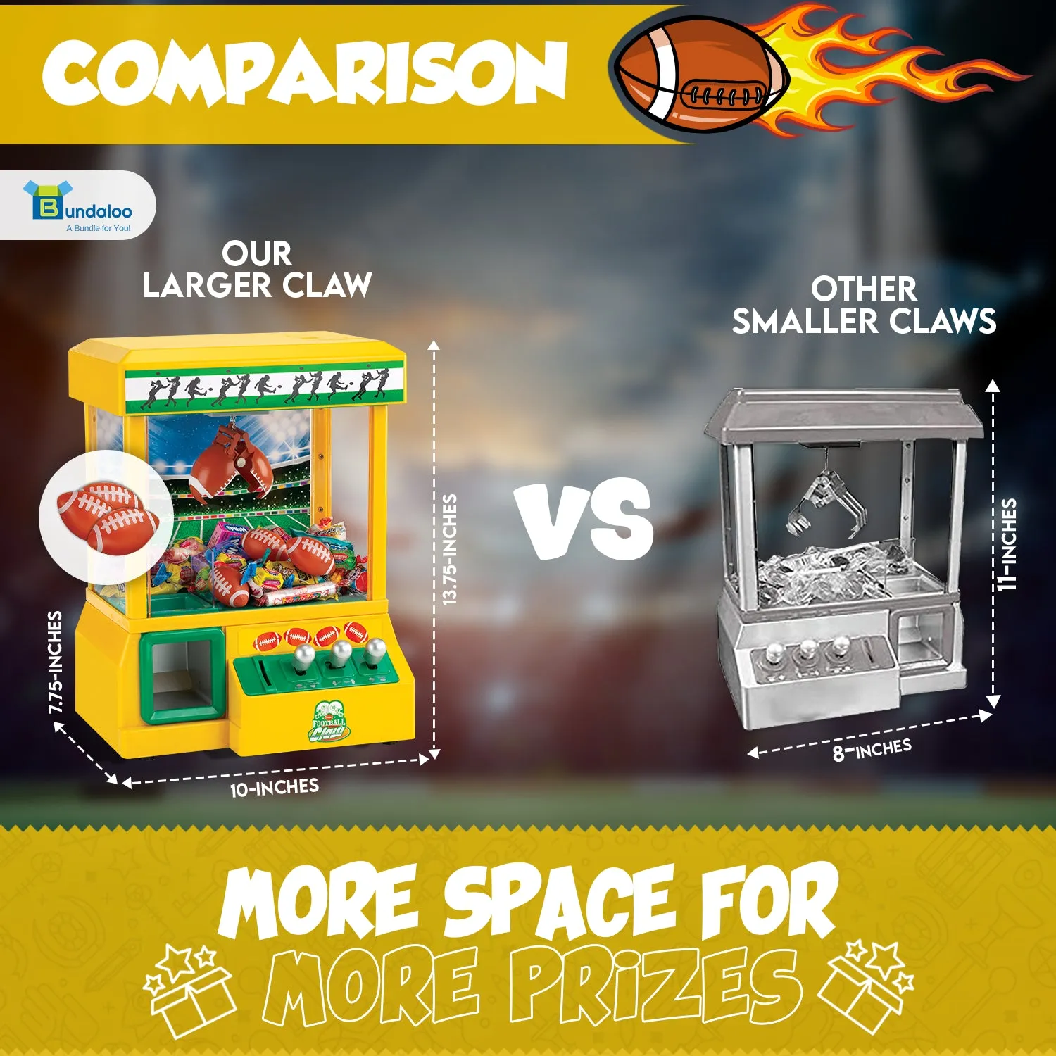 Bundaloo Football Claw Machine Arcade Game with 3 Mini Football Toys