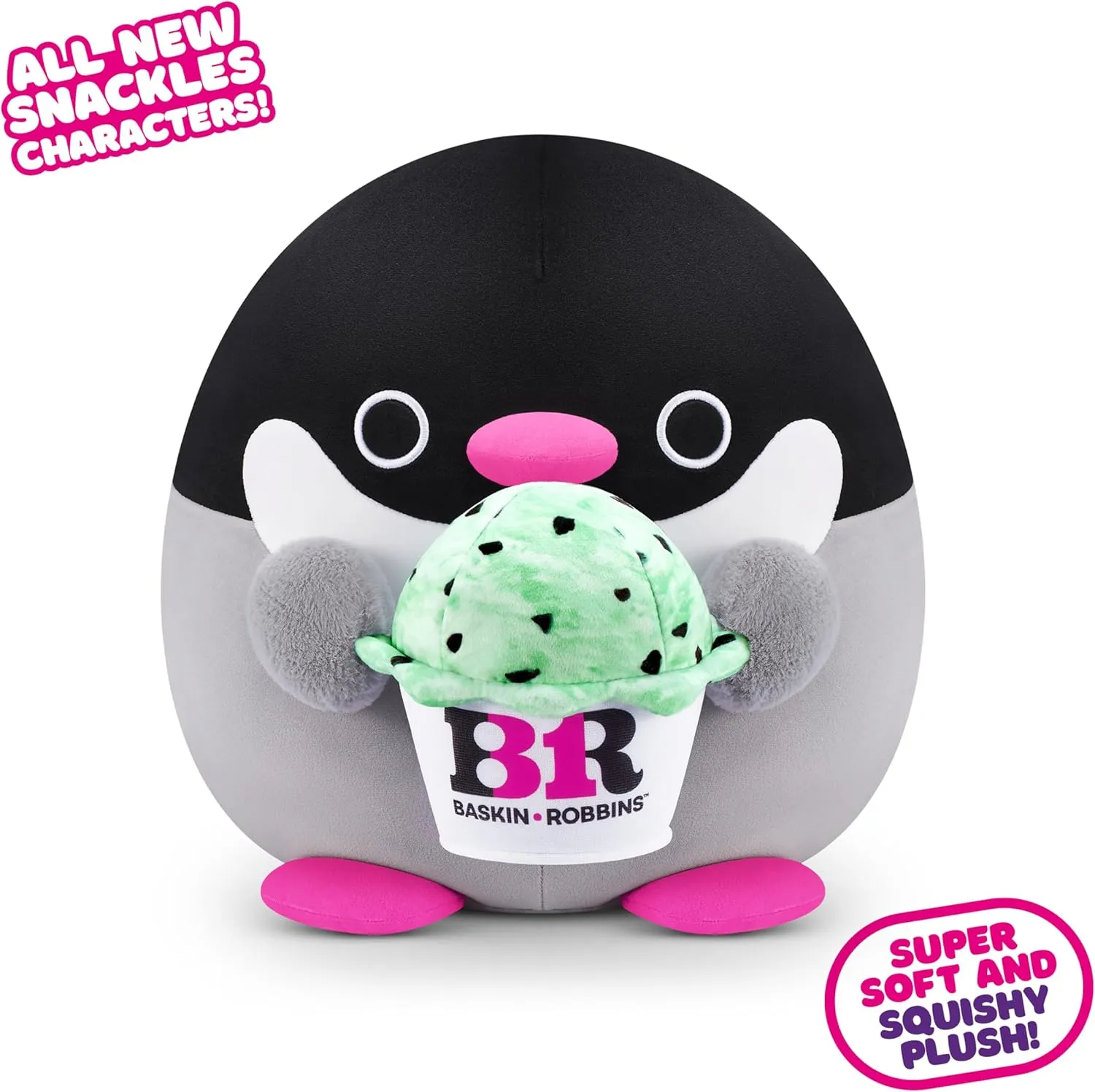 by ZURU, Ultra Soft Plush, Collectible Plush with Real Licensed Brands, Stuffed Animal, Giftable Snackles Series fresco uninterrupted 2 Penguin & Baskin-Robbin 16 Inch Plush 