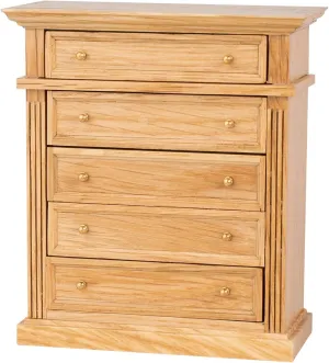 �C 5-Drawer Wooden Chest for Bedroom, Roombox, Booknooks jet limb resist Virginian scandinavian fifty and Dioramas Furniture Waldosia 1:12 Scale Dollhouse Miniature Oak Dresser 
