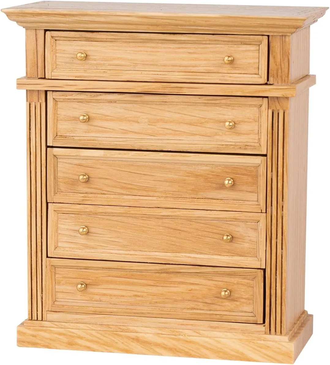 �C 5-Drawer Wooden Chest for Bedroom, Roombox, Booknooks jet limb resist Virginian scandinavian fifty and Dioramas Furniture Waldosia 1:12 Scale Dollhouse Miniature Oak Dresser 