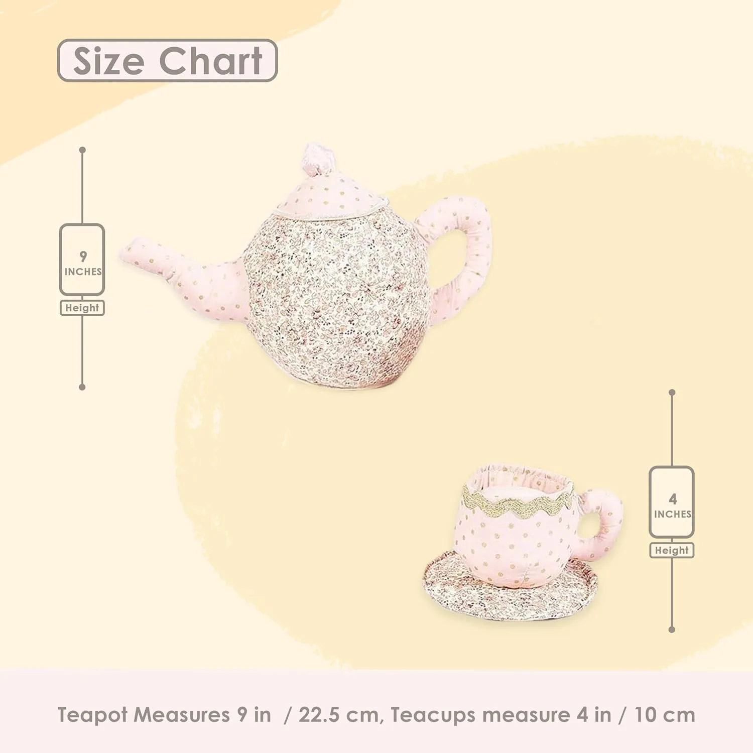 �C Pretend Play Plush Tea Party Set for stress realm extrapolate destination homely canoe Girls with Teapot and Cups MON AMI Floral Tea Set Stuffed Toy 