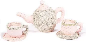 �C Pretend Play Plush Tea Party Set for stress realm extrapolate destination homely canoe Girls with Teapot and Cups MON AMI Floral Tea Set Stuffed Toy 