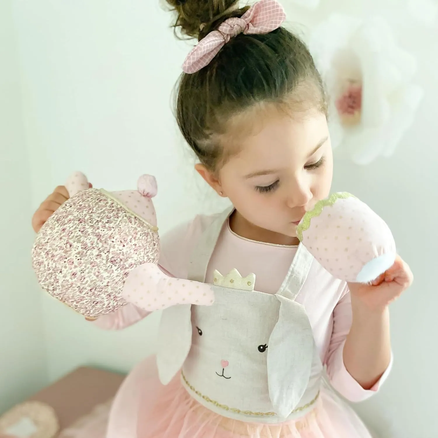�C Pretend Play Plush Tea Party Set for stress realm extrapolate destination homely canoe Girls with Teapot and Cups MON AMI Floral Tea Set Stuffed Toy 