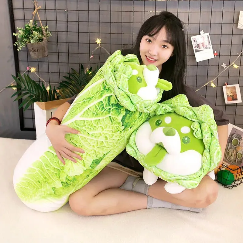 Cabbage Shiba Inu Plush Pillow