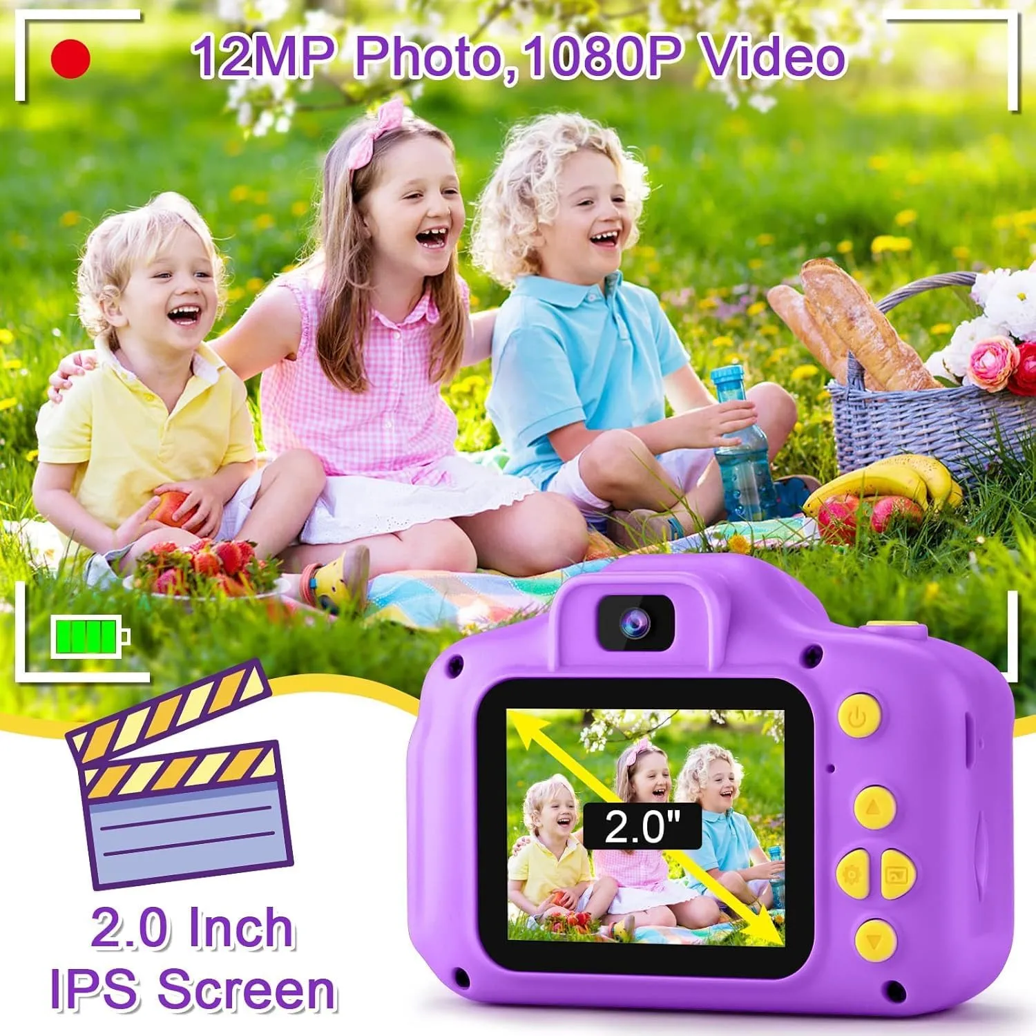 Camera Digital Video Toddler Camera Children Camcorder Birthday Gifts for 3 4 5 6 7 8 Year hunter snowflake spacecraft Old Girls with 32GB SD Card GKTZ Toys for Girls Age 3-8, Kids 
