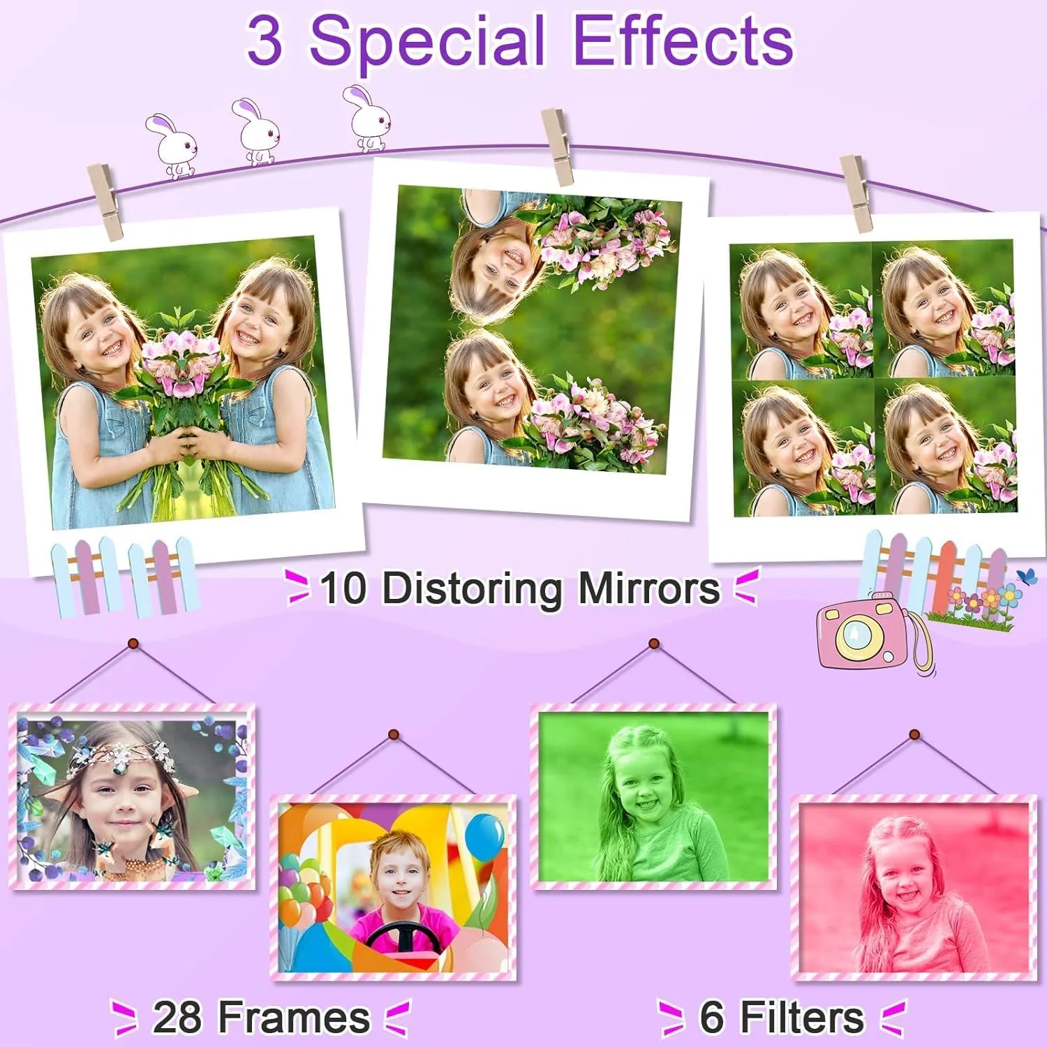 Camera Digital Video Toddler Camera Children Camcorder Birthday Gifts for 3 4 5 6 7 8 Year hunter snowflake spacecraft Old Girls with 32GB SD Card GKTZ Toys for Girls Age 3-8, Kids 