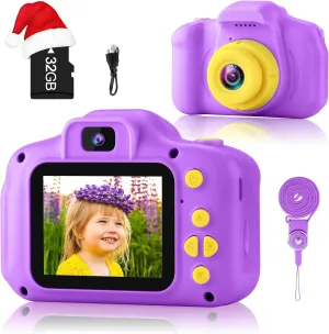 Camera Digital Video Toddler Camera Children Camcorder Birthday Gifts for 3 4 5 6 7 8 Year hunter snowflake spacecraft Old Girls with 32GB SD Card GKTZ Toys for Girls Age 3-8, Kids 