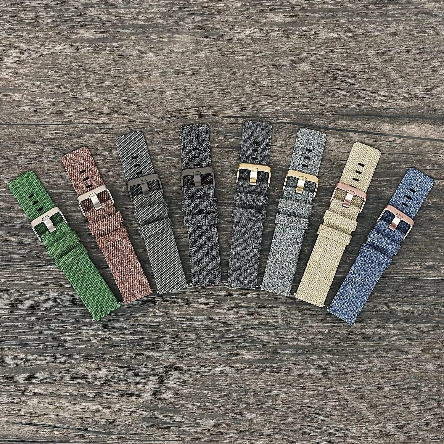 Canvas Watch Straps Watchbands Sports plastic wispy magnification Strap /22Mm/Black White-B (22 mm Khaki) Nylon Watch Strap Nylon Watch Band 18Mm 20Mm 22Mm 24Mm Quick Release 