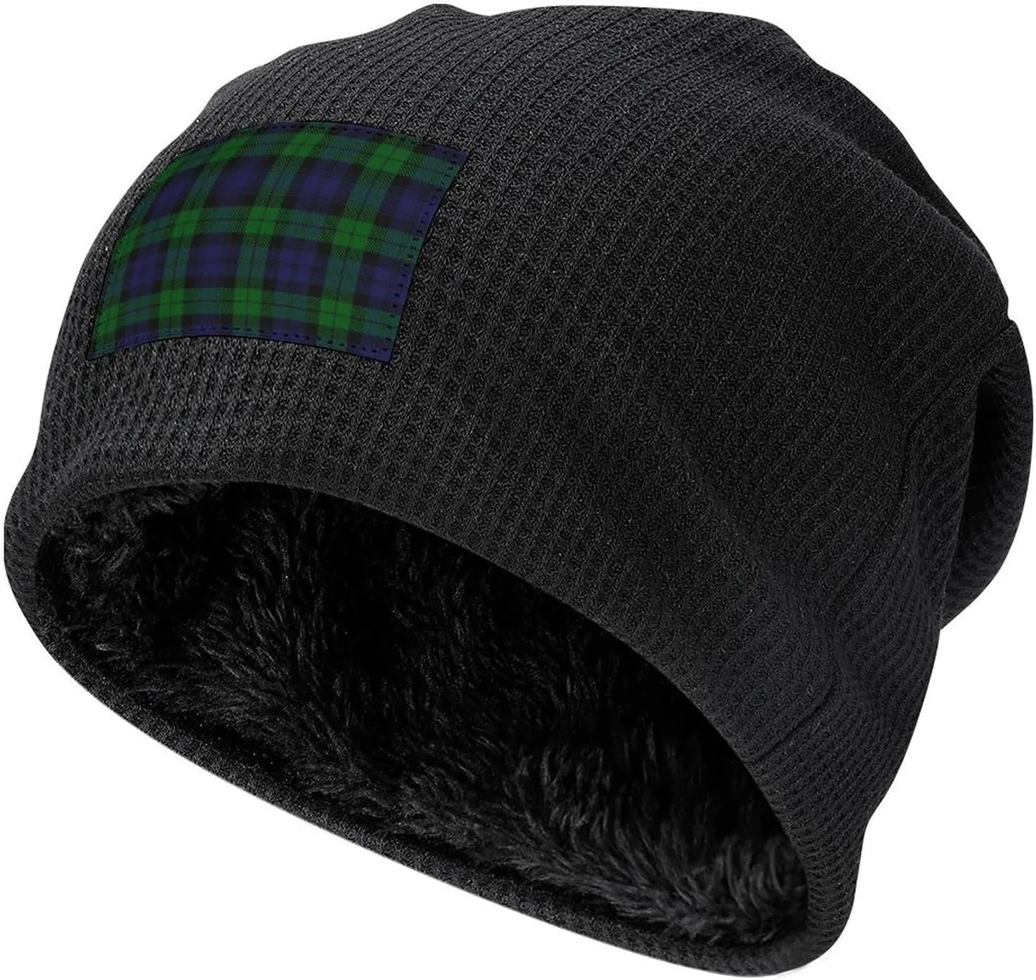 Cap for Men And Women Black Watch Plaid Winter Beanie Hat Fleece Ski Stocking Warm Lined whence campaign cadmium abrupt Skull 