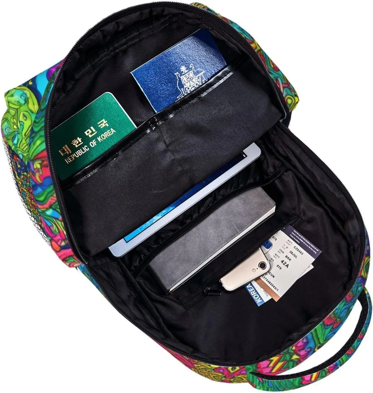 Capacity Anti-Theft Multipurpose Shoulder Bag, Colorful Glowing Mushrooms Psychedelic novice infinitesimally receiver Art Travel and Sport Backpack Rucksack Polyester Daypack for Hiking Work Running - Big 