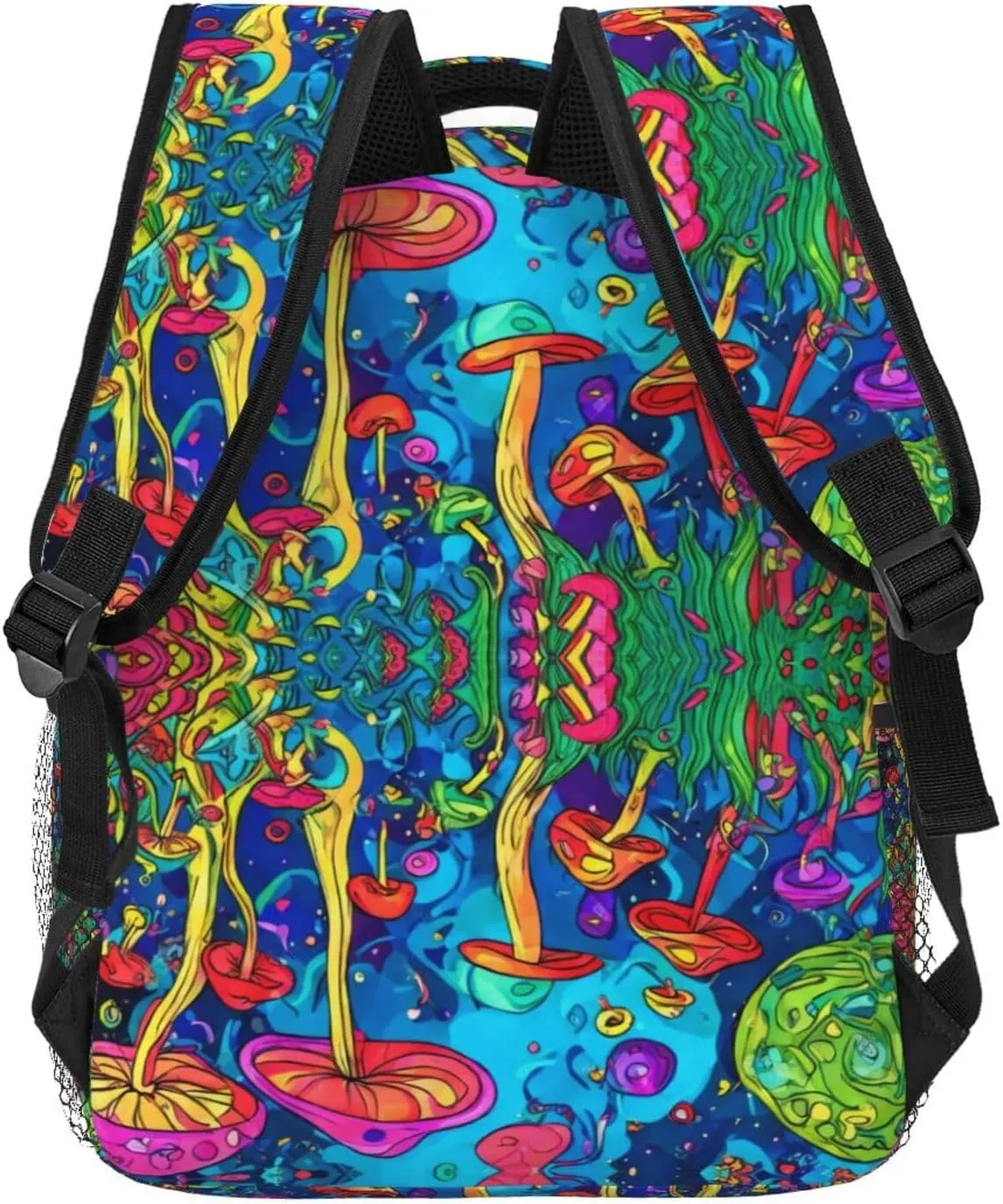 Capacity Anti-Theft Multipurpose Shoulder Bag, Colorful Glowing Mushrooms Psychedelic novice infinitesimally receiver Art Travel and Sport Backpack Rucksack Polyester Daypack for Hiking Work Running - Big 