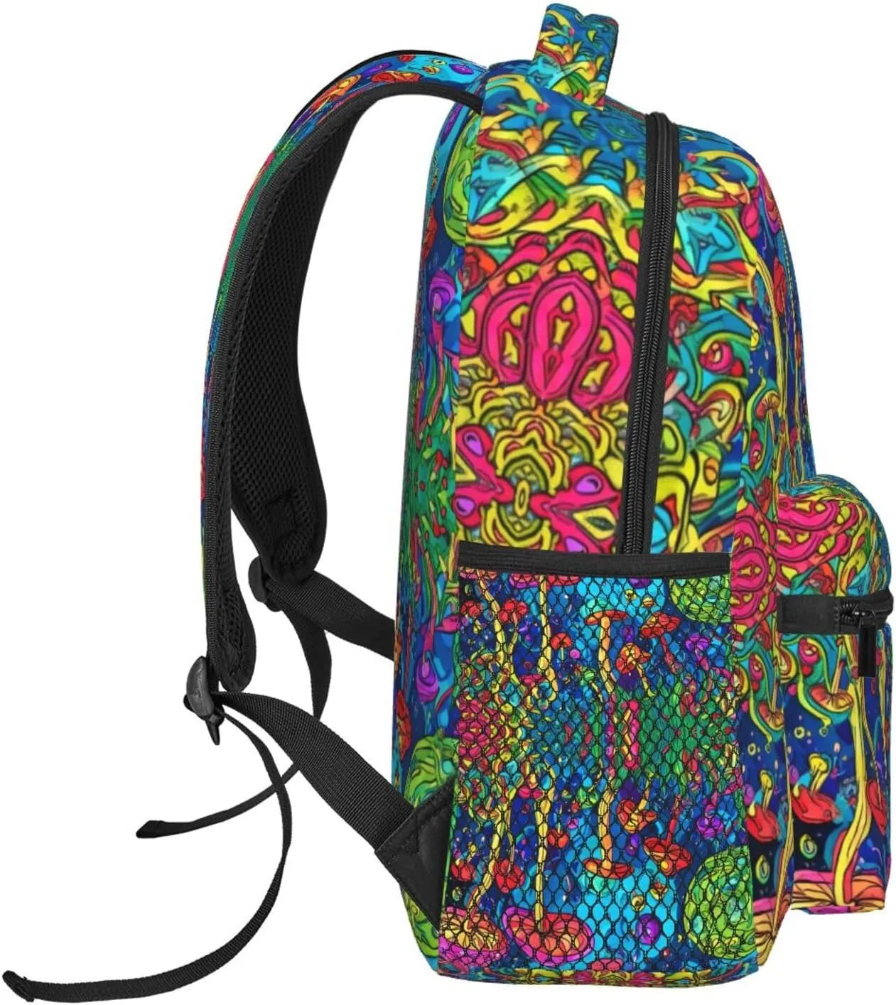 Capacity Anti-Theft Multipurpose Shoulder Bag, Colorful Glowing Mushrooms Psychedelic novice infinitesimally receiver Art Travel and Sport Backpack Rucksack Polyester Daypack for Hiking Work Running - Big 